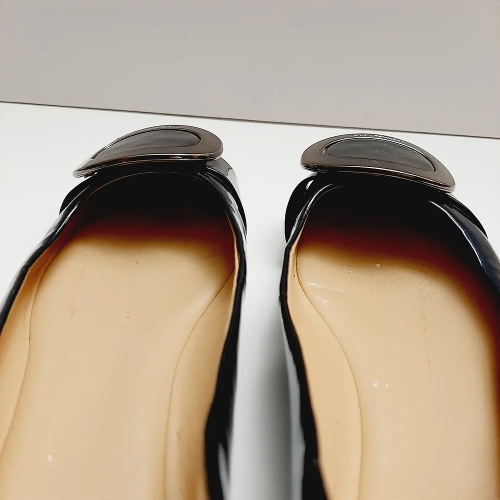 MICHAEL Michael Kors Pauline Patent Genuine Leather Ballet Flats Shoes Teal Sz 7 - Picture 11 of 16